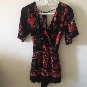 V-neck Floral Romper